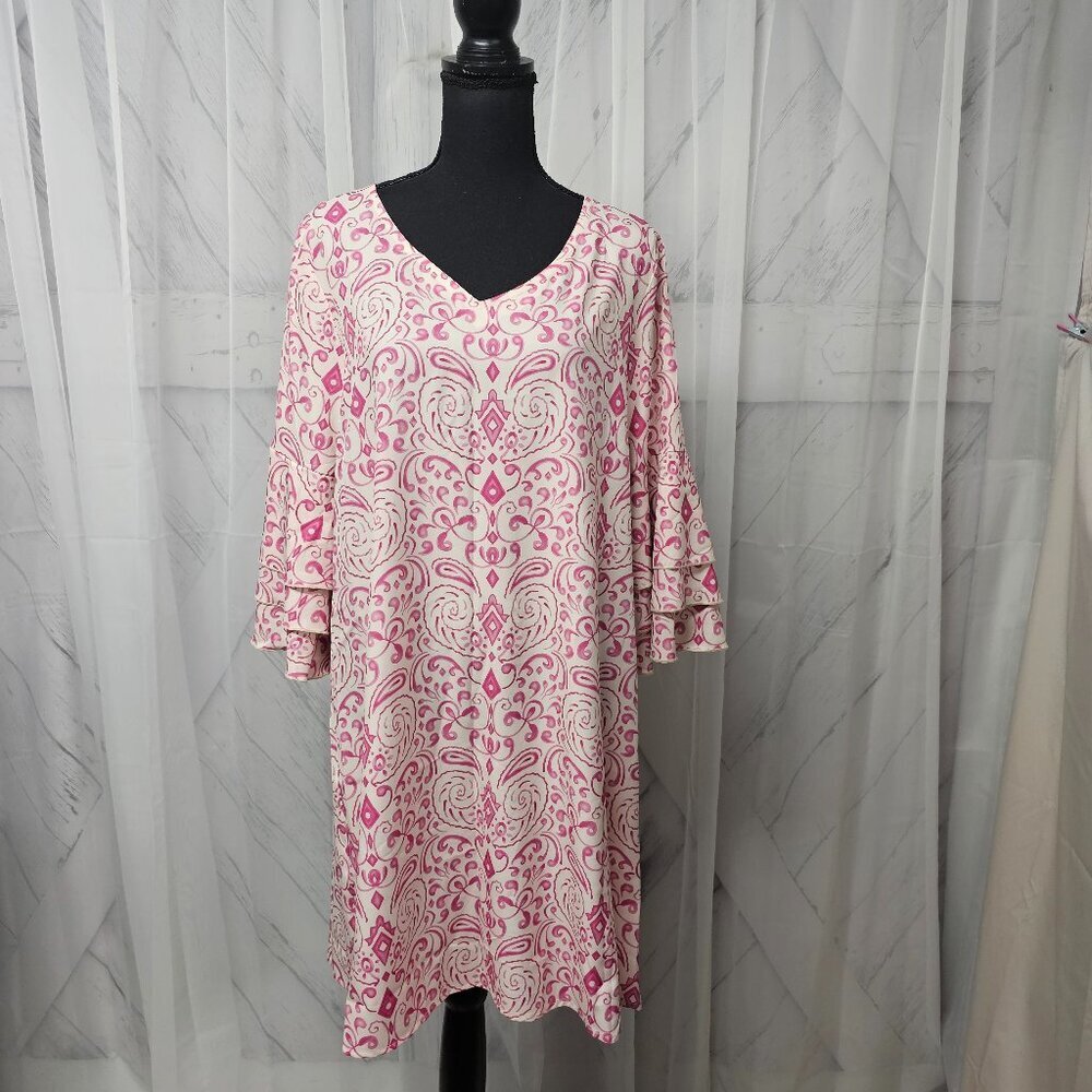 NWT Made With Love Pink Floral Pullover Flowy Boho Shift Dress Size M